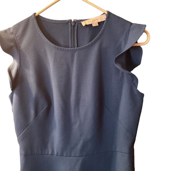 Ann Taylor Loft Petites Ladies 0P Blue Sleeveless Back Zip Dress - Picture 3 of 9